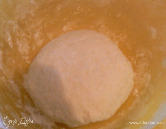 дрожжевую жидкость влить в муку и замесить мягкое не липкое тесто. При необходимости подсыпать немного муки 