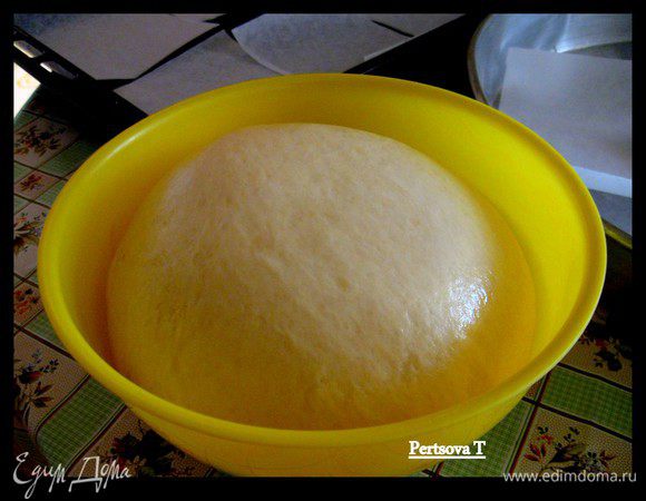 Замесила тесто, накрыла и положила в теплое место подниматься, оно должно увеличиться в два или три раза.