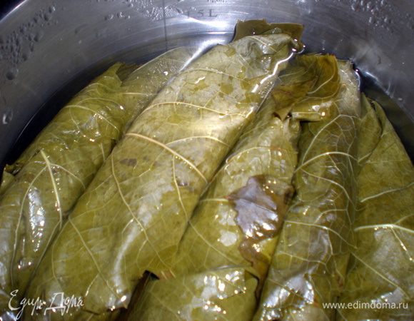 Если вы используете свежесорванные листья винограда,то вам нужно их замариновать.Первым делом хорошенько моем и укладываем сворачивая в трубочи в миску,заливаем рассолом (вода,соль,уксус,лавровый лист)Плотно закрыть и оставить при комнатной температуре на 3-4 дня.Можно сделать впрок,тогда нужно сложить листья скрученные в рулон в стерильную банку залить маринадом и закрыть плотно крышкой,ну как обычно при консервировании. Лично я как то купила готовые маринованные листья и так намучилась их вытаскивать.Очень плотным рулоном их затолкали в банку,несколько листов все же порвалось.