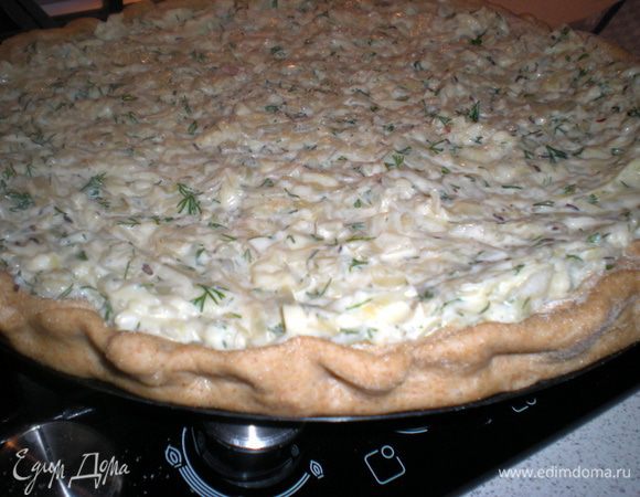 На тесто выложить начинку,разровнять.