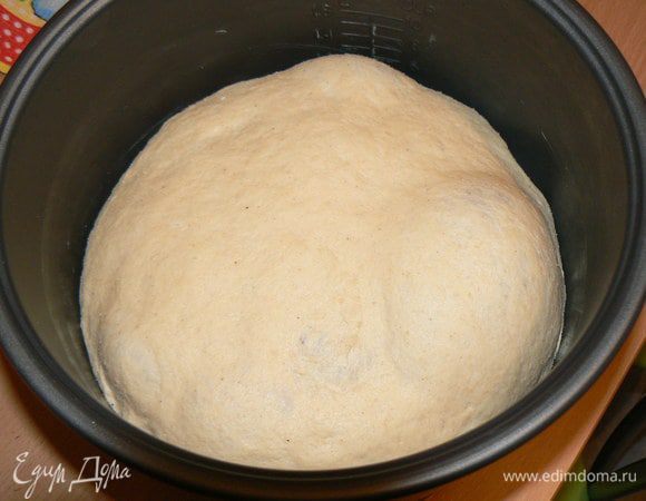 Подошедшее тесто переложить в форму мультиварки  или противень и дать снова подойти 40-60 минут. 