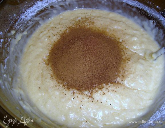 добавить какао..через сито..