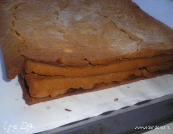 Выпекаем в ранее разогретой духовке при темп. 200 г 10-12 минут каждый корж. 