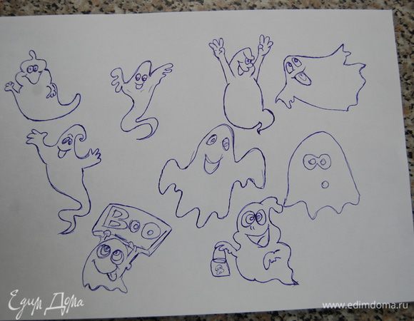 Теперь рисуем. У меня вот такие Касперы-симпатяги! 