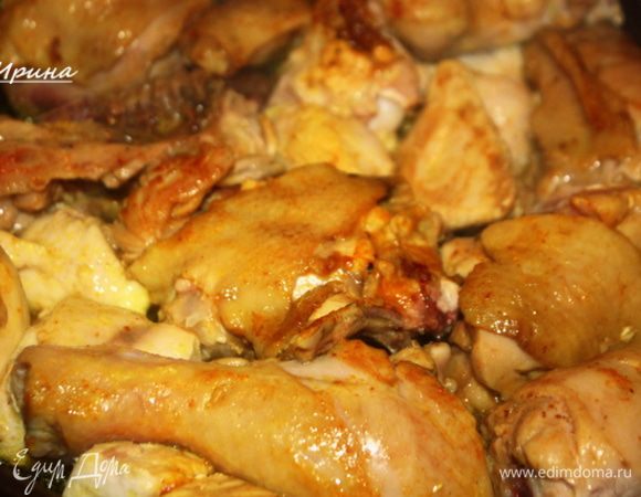 Обжариваем курицу 