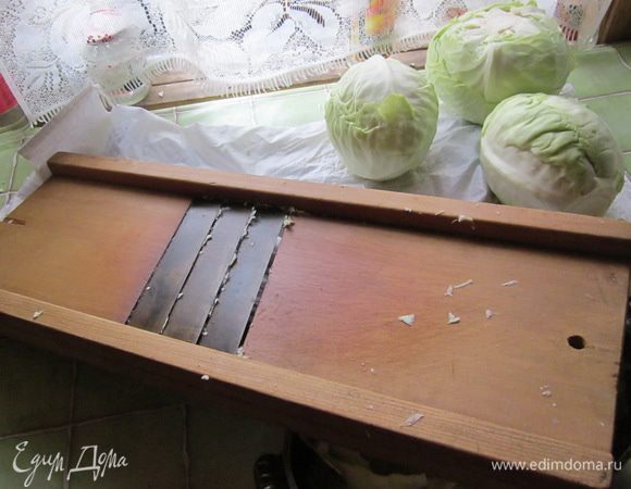 капусту чистим убираем плохие листочки и начинаем шинковать у меня вот такая шинковка я пользуюсь уже много лет  