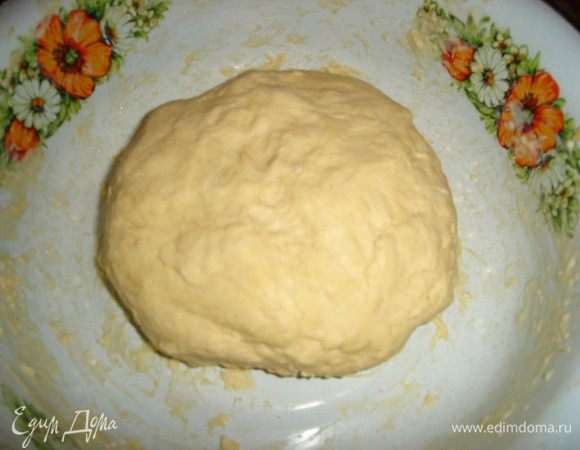 Вымешиваем тесто и постепенно добавляем молоко, все сразу не добавляйте. Все молоко может и не понадобится. У меня идет 1 ст. молока на дрожжи и 0,5 ст. на вымешивание. Тесто немного липнет к рукам. Накрываем и убираем в теплое место на 2 часа.