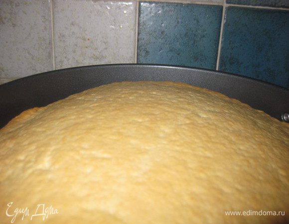 Укладываем все части торта в форму: один блин теста на дно, затем половина прослойки, снова блин, оставшаяся часть прослойки, накрываем сверху тестом. Ставим в разогретую духовку. Автор книги указывает именно 220-240'C, время же выпечки отсутствует. У меня четкой схемы работы с духовкой и тортом не сложилось. Сначала пекла при температуре по рецепту, затем уменьшала, чтобы края не подгорели, в итоге на все ушло где-то 40 минут, тесто с прослойкой поднялись в 1,5 раза.