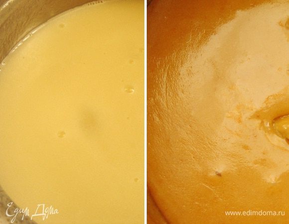 Молоко с сахаром смешать в глубокий ковш и поставить на огонь. Варить сироп, периодически помешивая, до изменения цвета или до пробы на мягкий шарик. Масса может расслаиваться. За 10 минут до окончания варки добавить в помадку патоку (заменяла инвертным сиропом). Я варила минут 30-35, периодически уменьшая-увеличивая огонь.