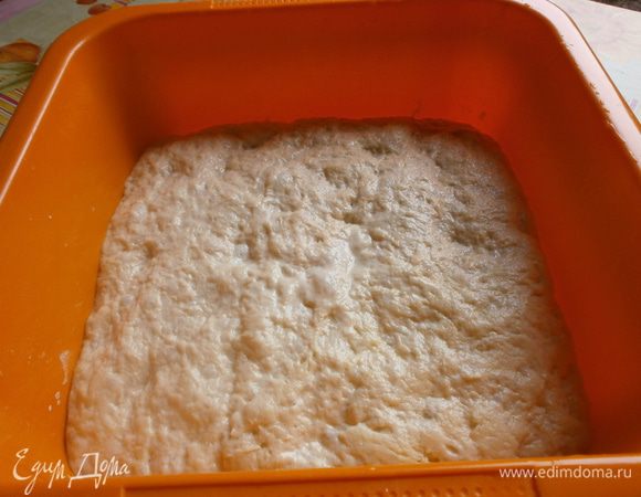 Когда тесто увеличится в 2-3 раза, выложить на рабочую поверхность, вымесить в течении 5 минут - избавляемся от пузырьков воздуха. И снова оставляем подходить на 2 часа при комнатной температуре. Тесто должно быть накрытым.