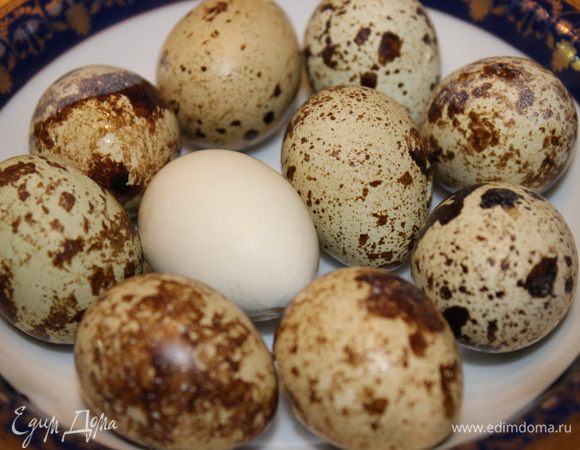 Отварить перепелиные яйца и очистить их
