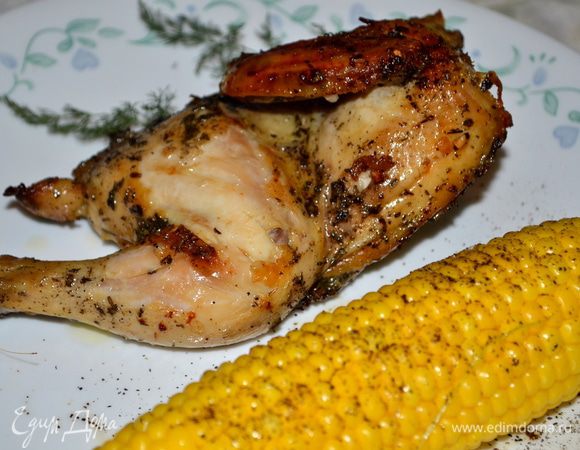 Разогреть духовку до 200 гр. Выложить цыплят на противень ,можно прикрыть фольгой и запекать до готовности. Примерно 45 мин. или в зависимости от размера тушек. Подаем с гарниром. Приятного аппетита!!!