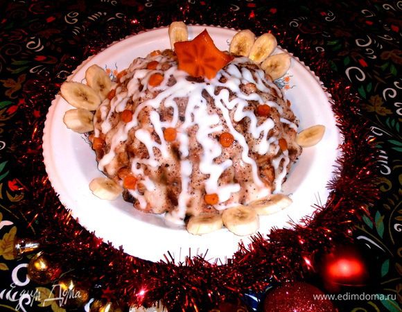 Попыталась тоже вырезать из банана сердечки,но неважно смотрелось и я просто разложила ломтики рядом.