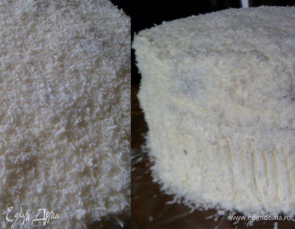 посыпаем кокосовой стружкой