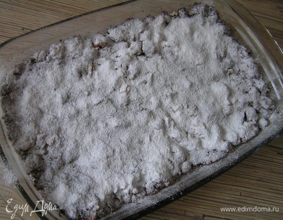 Выпекать при 150*С около 45 минут. Остудить. Завернуть в фольгу, выдержать сутки. Перед подачей посыпать сахарной пудрой.

