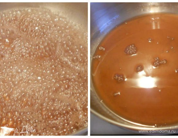 Добавьте сахар, доведите до кипения и выпаривайте на среднем огне 15-20 мин до 100 мл. Полученной карамелью смазывать утку  кистью многократно периодически до тех пор, пока она не закончится.