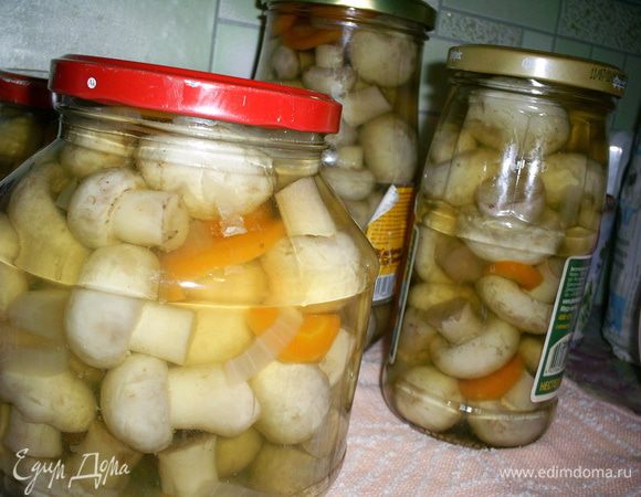 Предварительно варим маринад. В кипящую воду бросаем нарезанную кружочками морковку и луковицу, разрезанную вдоль на 8 частей. Добавляем все специи, соль и сахар. Варим примерно 7 минут. В конце варки добавляем уксус. Советую пробовать маринад на вкус и не вливать сразу весь уксус. 