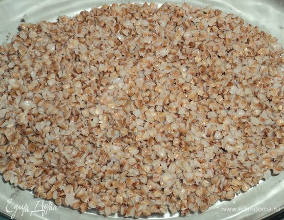 В форму выкладываем слой отваренной гречки.