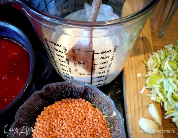 Приготовим другие ингредиенты. Мелко порежем лук-порей и очищенные от кожицы томаты.