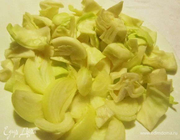 Луковицу и капусту крупно порубить.