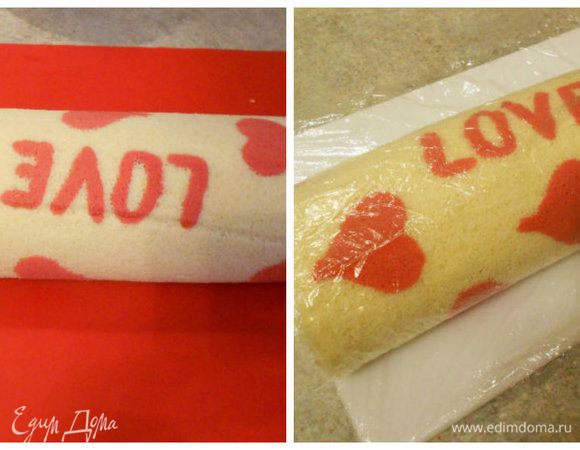 Свернуть корж в рулет, накрыть пищевой плёнкой и убрать в холодильник на 6-8 часов. 

Если осталась ягодная пропитка, можно добавить в неё ещё сахарной пудры и позже использовать как соус и  для украшения десерта.
