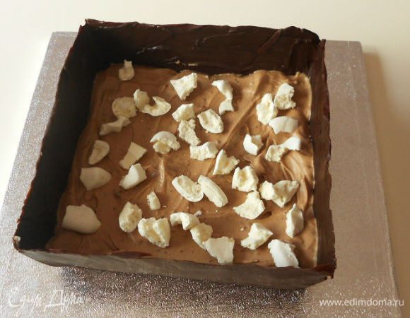 Мои замечания: мне не удалось гомогенно развести какао в указанном объёме воды, поэтому в следующий раз попробую добавить просеянный порошок прямо в сыр или к горячей воде добавить сразу горячее молоко. Десерт получился очень вкусный, но мне не хватало в нём чего-то мучного, поэтому настоятельно рекомендую при заполнении начинкой, выложить сначала половину её, потом положить слой савоярди и снова начинку. Я экспериментировала и добавила безе, но, во первых, слишком  сладко для меня получилось, а, во-вторых, такой вариант допустим, если десерт будет съеден в тот же день- иначе безе просто напитается влагой и растворится.