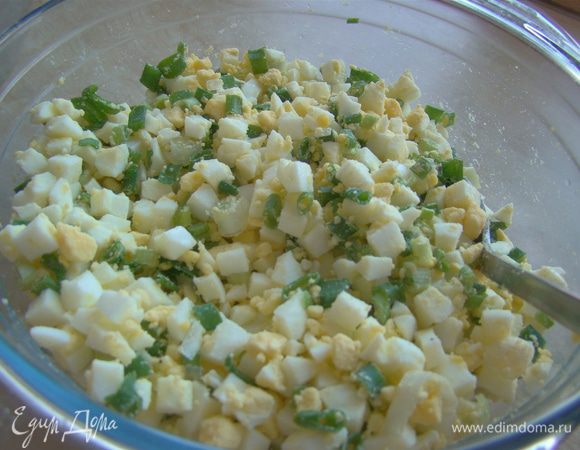 Начинки: вареное яйцо + зеленый лук + соль