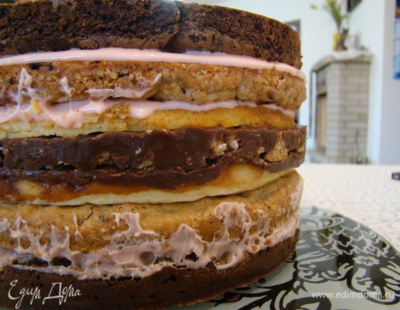 Карамельно-шоколадное печенье + зефирный крем + брауни 