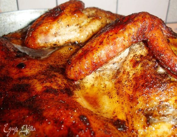 ...а можно и просто пополам, как на цыпленка-табака и солим по вкусу.