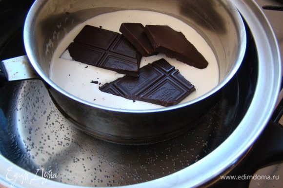 Для ганаша: соединить сливки с шоколадом, нагреть, подождать пока шоколад растопиться, охладить и слегка взбить