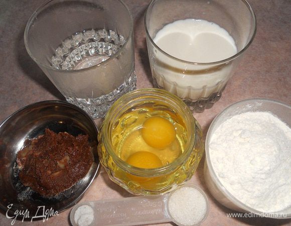 Вот такие продукты нужны для блинчиков.