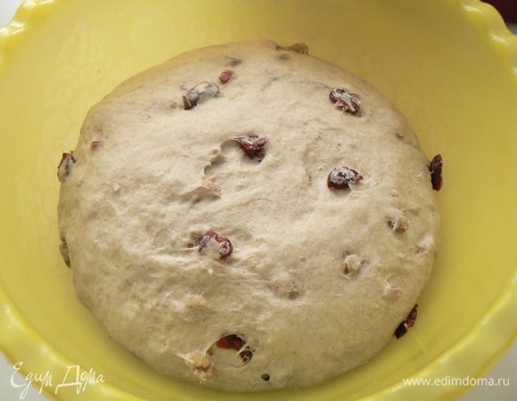 Готовое тесто положить в слегка смазанную раст. маслом миску, накрыть  и поставить подходить на 1 час при комнатной температуре.