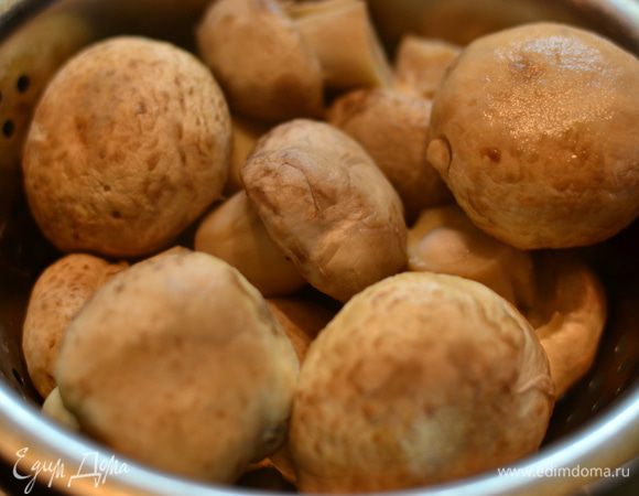 Промыть и отварить грибы.