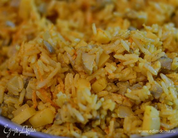 Добавляем к рису и перемешиваем.