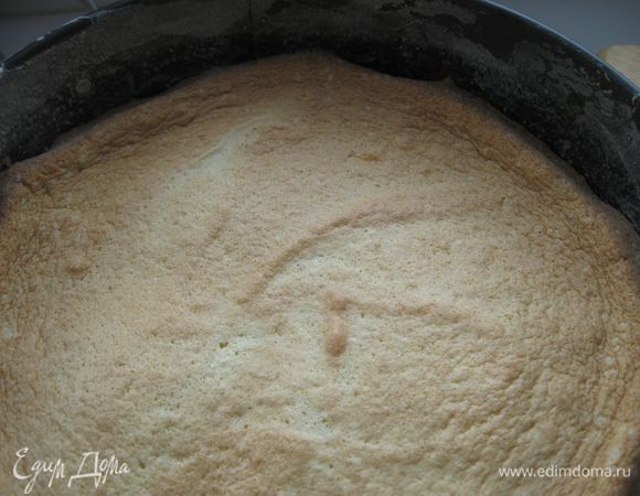 Поставить в разогретую до 180 градусов духовку минут на 20 - 25.  Дверку духовки не открывать минут 18. Затем можно проверить готовность с помощью  тонкой деревянной палочки, проткнув бисквит. Когда бисквит испечется, вынуть из духовки, остудить  в форме. Выложить на решетку, дать остыть окончательно.