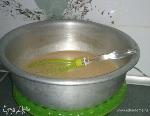 И поставить на водяную баню. т. е. в одну миску налить теплой воды и сверху поставить миску с нашим содержимым. 
