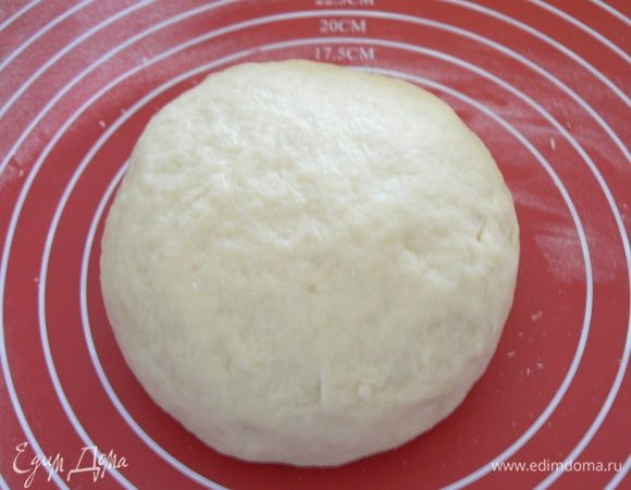 Тесто должно быть гладким, мягким слегка, липковатым. 

Заверните тарелку с тестом пищевой пленкой и отправьте в холодильник на полчаса.