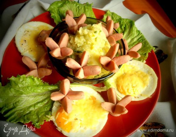 И главное - "цветы" из сосисок!