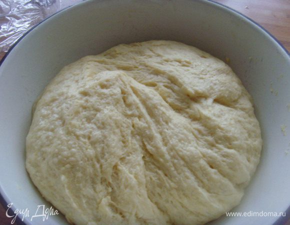  Тесто: В чашку налить тeплое молоко, растворить в нём сахар и  дрожжи, хорошенько перемешать, накрыть плёнкой и оставить на 15-20 минут.
Смешать в отдельной посуде  растопленное масло и яйцо, 
отдельно просеять муку с солью. Вылить подошедшую опару в яично-масляную смесь и, постепенно всыпая муку, замесить тесто. Поставить тесто в тeплое место на 1,5 -2 часа. 