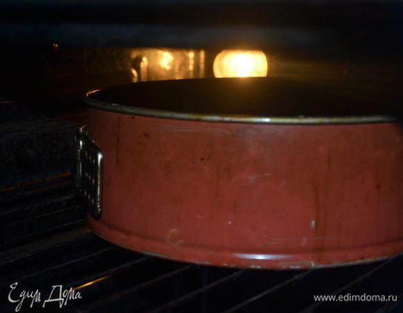 Выкладываем тесто в смазанную растительным маслом разъемную форму 24 см. Выпекаем 40 минут при 180 гр. 