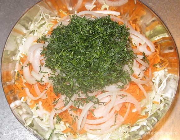 Укроп мелко порубить.