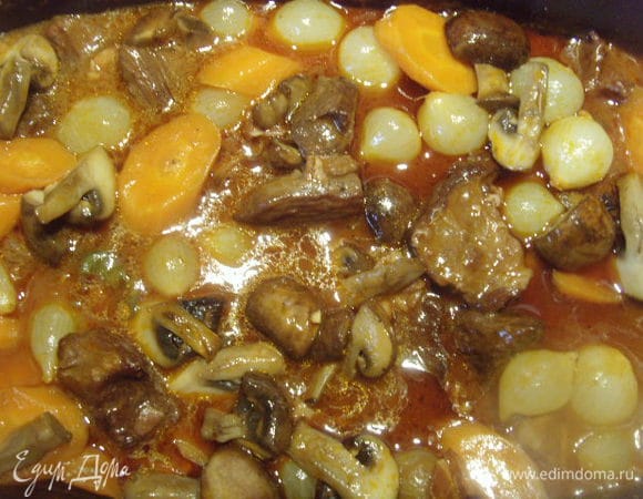 за 15 мин до окончания процесса добавить шампиньоны.