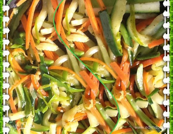 Выкладываем в тарелку. не даем остывать в сковороде.
В тарелке - солим и перчим по вкусу. Очень важно не солить в сковороде. Можно не солить и не перчить. Сможете почувствовать натуральный вкус этих овощей.
Результатом должно быть легкое похрустывание цукини и моркови.
Аль денте. (al dente). 
Можно подавать 
1. Как топ для будербродов. Масло впитается в хлеб, а сверху - цукини в компании с морковкой (порей почти не виден и не чувствуется).
2. Как теплый и холодный салат
3. Как гарнир к мясу и рыбе.
