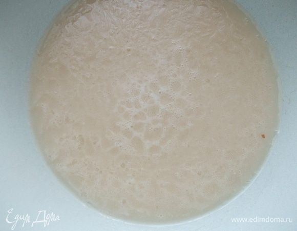 Сыворотку немного  подогреть,добавить туда все ингредиенты,кроме муки. Поставить в теплое место на 15 минут.