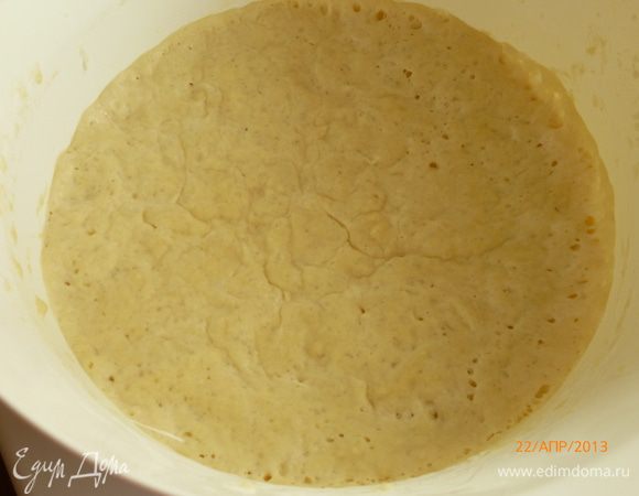 Опара должна увеличиться в 2-3 раза, покрыться пузырьками.