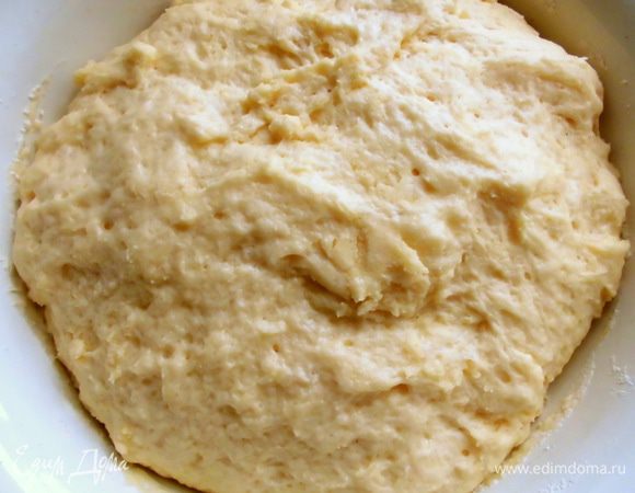 Вот так выглядит тесто перед первой обминкой. Оно выросло в 2 раза. Теперь его нужно вымесить и оставить, чтобы оно выросло так же. Снова обмять (тут я фото не делала). Опять оставить, чтобы увеличилось в 2 раза. В это время можно вырезать схему барашка (ее можно найти среди фото к рецепту).