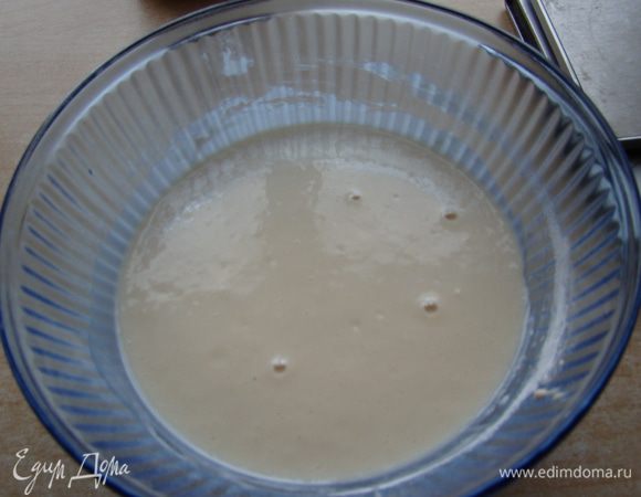 Смешаем все ингредиенты для опары, оставим в теплом месте