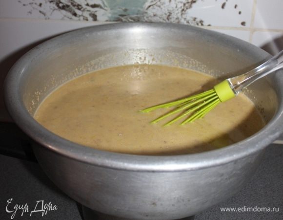 И поставить на водяную баню. т. е. в одну миску налить теплой воды и сверху поставить миску с нашим содержимым.