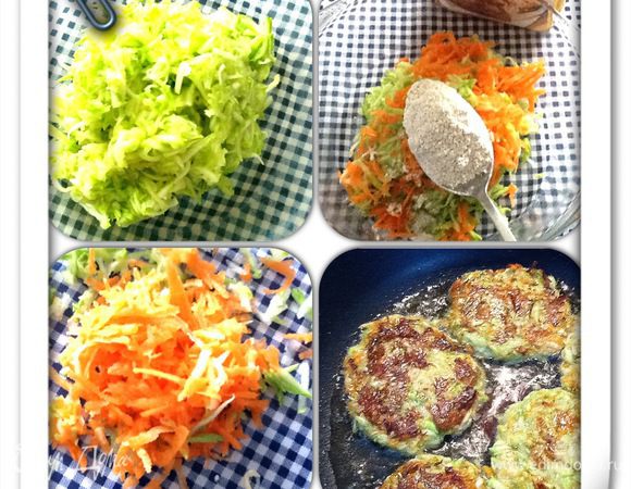 Из кабачка, моркови и ржаной муки сделать плоские оладьи