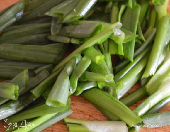 а зеленую на кусочки длиной 3-4 см под углом 40 градусов 
